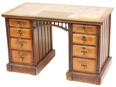 Lot 547 - A Victorian mahogany twin pedestal desk, with...