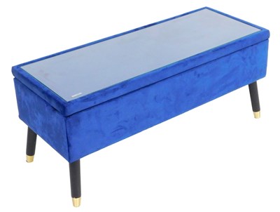 Lot 548 - A My Home blue velvet ottoman, with a glass...