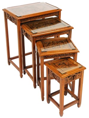 Lot 553 - A Chinese quartetto of hardwood occasional...