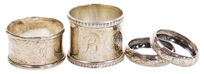 Lot 453 - A George V silver napkin ring, with engraved...