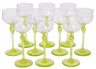 Lot 457 - A set of ten early 20thC hock glasses, with...