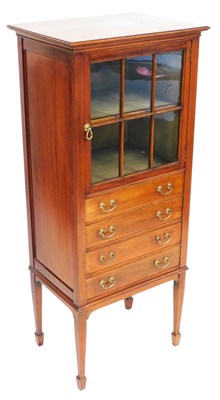 Lot 470 - An Edwardian mahogany music cabinet, the...