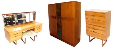 Lot 472 - A Uniflex mid century teak bedroom suite,...