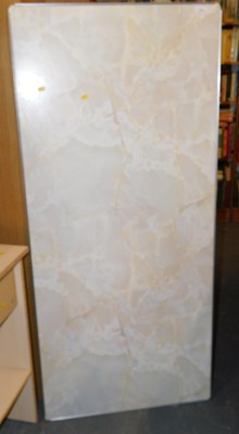 Lot 1141 - A faux marble top pasting table, 152cm wide.