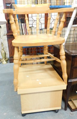 Lot 1078 - A beech smoker's bow chair, and a shelving unit.