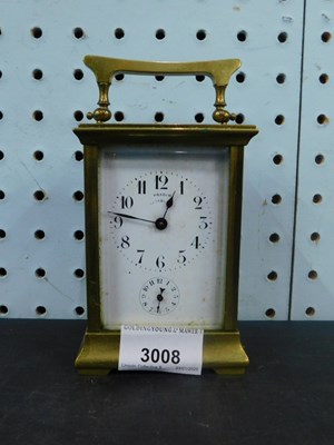 Lot 3008 - A Fradin brass cased carriage timepiece, with...