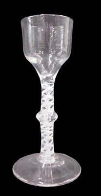 Lot 1209 - A late 18thC wine glass, with ogee bowl, with...