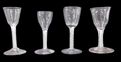 Lot 500 - Four various 18thC wine glasses, with double...