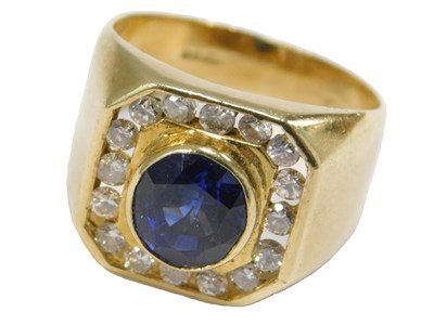 Lot 1095 - An 18ct gold signet ring, set with a brilliant...