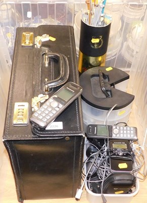 Lot 2226 - A custom black leather attache case, a small...