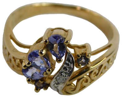 Lot 70 - A 9ct dress ring, set with amethyst and...