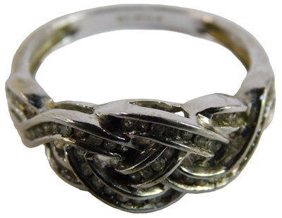 Lot 71 - A white gold Celtic knot ring, marked 9k, size...