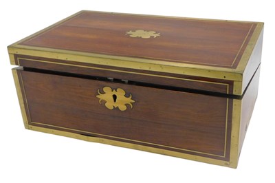 Lot 295 - A 19thC rosewood and brass bound campaign...