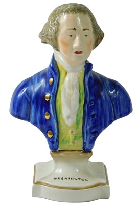 Lot 305 - A Gladstone pottery bust of George Washington,...