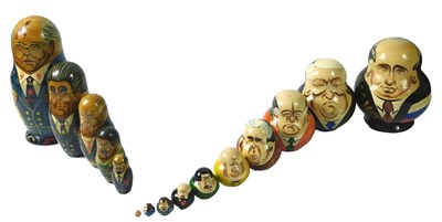 Lot 306 - A set of Russian dolls, each depicting former...