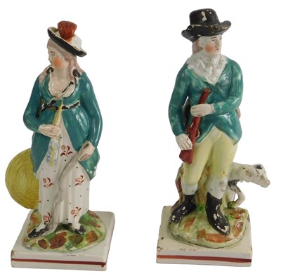 Lot 314 - A pair of early 19thC Staffordshire figures,...