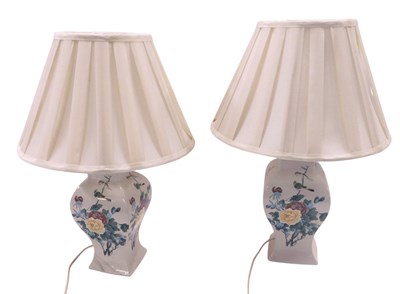 Lot 316 - A pair of ceramic table lamps, each with...