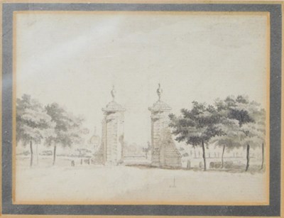 Lot 276 - 19thC School. Study of a gateway surrounded by...