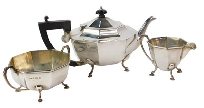 Lot 1 - A George VI silver three-piece tea service, of...