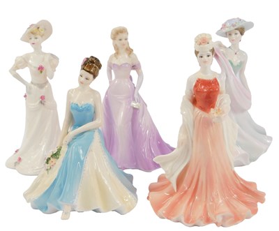 Lot 300 - Five Coalport porcelain figures, modelled as...