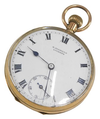 Lot 1002 - A 9ct gold pocket watch, the enamel dial...