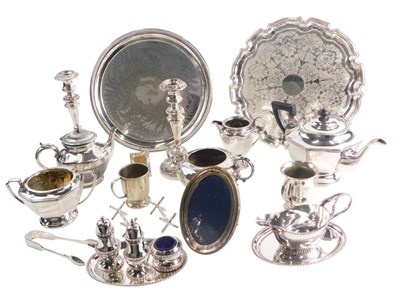 Lot 1113 - A quantity of silver plate, to include a pair...