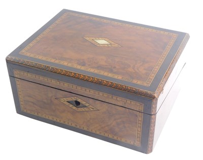 Lot 1120 - A Victorian walnut and parquetry writing box,...