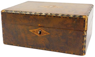 Lot 173 - A Victorian walnut and inlaid sewing box, the...