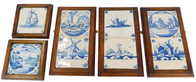 Lot 180 - Eight 18thC Delft tiles, each depicting...