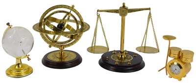 Lot 188 - A Franklin Mint brass armillary, on a turned...