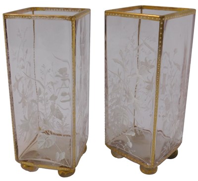 Lot 217 - A pair of Victorian clear glass vases, of...
