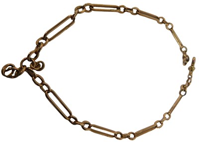 Lot 3 - A rose metal Figaro link neck chain, on a...