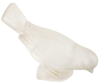Lot 343 - A crystal Lalique frosted glass bird, on...