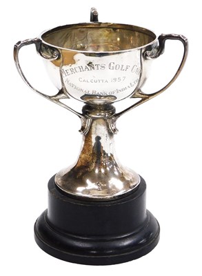 Lot 80 - A 20thC Indian colonial silver trophy, of...