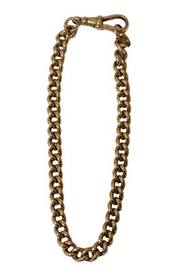 Lot 60 - A rose metal curb link bracelet, on a lobster...