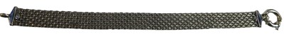 Lot 53 - A white metal mesh bracelet, stamped 375,...