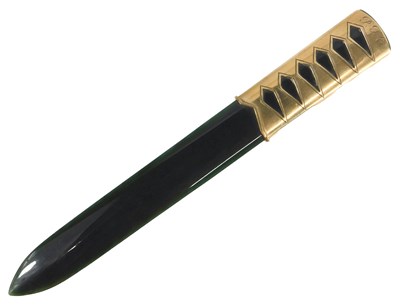 Lot 164 - A green onyx and 9ct gold mounted paper knife,...