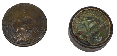 Lot 348 - A mid 18thC reliquary, the pressed horn lid...