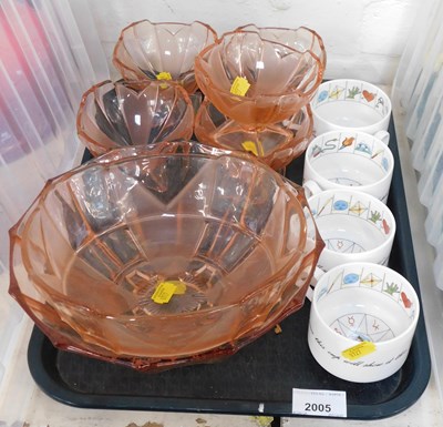 Lot 2005 - Glassware, including two bowls, five sundae...