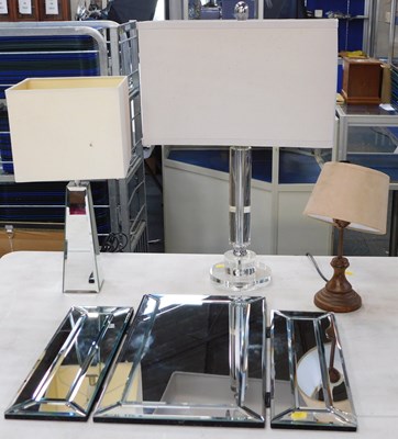 Lot 2008 - Three lamps, including one with a mirrored...