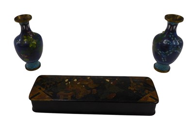 Lot 1167 - A pair of oriental cloisonne baluster shaped...