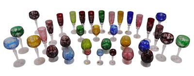 Lot 1171 - A quantity of Bohemian coloured flash wine...