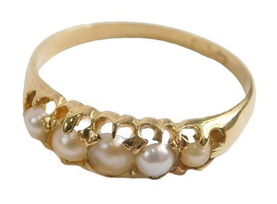 Lot 446 - An 18ct gold cultured pearl dress ring, set...