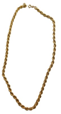 Lot 447 - A 9ct gold rope twist neck chain, of chunky...