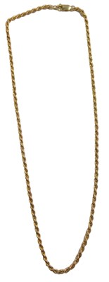 Lot 448 - A 9ct gold thin rope twist neck chain, the...