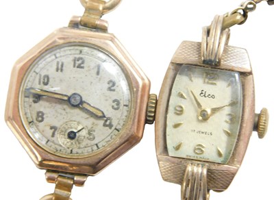 Lot 451 - Two 9ct gold cased wristwatches, including LK...