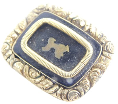Lot 440 - A Victorian bloomed gold memorial brooch, with...