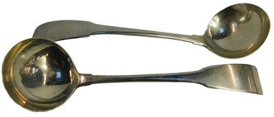 Lot 257 - A pair of 19thC fiddle pattern sauce ladles,...