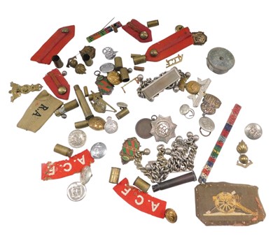 Lot 1292 - A quantity of militaria, to include buttons,...