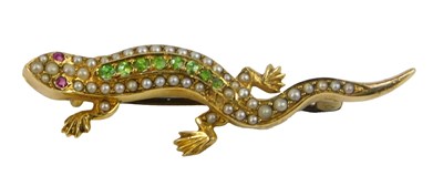 Lot 228 - A Victorian lizard brooch, set with seed pearl,...